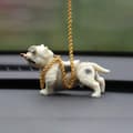 Miniatyrbilde 4 av 5: Bully Dog Bilinteriørdekorasjon, Dyrehund Dashbordpynt Simuleringsbil Senterkonsollpynt Dekorasjon Bilinteriørtilbehør, Hvit