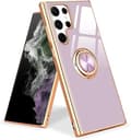 Lilla, Etui Kompatibelt med Samsung S22 Ultra 5G Ring Silikone