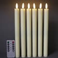 6-pack Battery Operated LED Candles with Remote Control and Timer, Flickering Warm White Light Made of Real Wax
