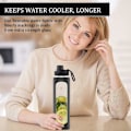 Miniatyrbillede 5 af 5: 32 oz Glasflaske med Tidsmarkering, 1 Liter Glasflaske, BPA-fri, (Sort Hylster) Black