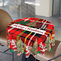 Miniatyrbillede 5 af 5: Juleplaid Stil 60 tommer Rund Dug Polyester Dug Rundt Bord til Køkken Spisebord Vaskbar Dug