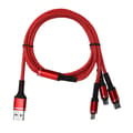 Pikkukuva 1 / 8: 3 in 1 monilatauskaapeli 3A datakaapeli Type-C/IOS/Micro USB -liittimellä 1,2 m punainen