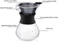 Miniatyrbillede 2 af 5: Kaffemaskine i glas - Manuel filterkaffemaskine - Med filter i rustfrit stål - 200 ml