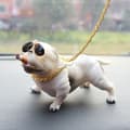 Miniatyrbilde 2 av 5: Bully Dog Bilinteriørdekorasjon, Dyrehund Dashbordpynt Simuleringsbil Senterkonsollpynt Dekorasjon Bilinteriørtilbehør, Hvit