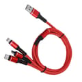 Pikkukuva 5 / 8: 3 in 1 monilatauskaapeli 3A datakaapeli Type-C/IOS/Micro USB -liittimellä 1,2 m punainen