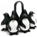 Penguin Egg Holder and Egg Cooker, 3-in-1 Storage and Serving Rack for Soft-Boiled or Hard-Boiled Eggs, Holds 6 Eggs, Black