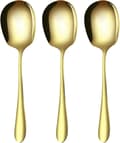 3 Pcs Stainless Steel Large Buffet Serving Spoons Large, for Serving Kitchen Cooking Restaurant Banquet (Gold-11) [Db]
