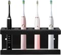 Electric Toothbrush Holder Wall Mounted Stainless Steel Organizer With 4 Compartments Quick Drying for Bathroom Counter Black