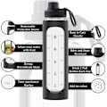 Miniatyrbillede 4 af 5: 32 oz Glasflaske med Tidsmarkering, 1 Liter Glasflaske, BPA-fri, (Sort Hylster) Black
