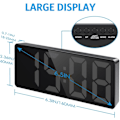 Miniatyrbild 2 av 5: Digital väckarklocka, sängbordsväckarklocka med stor LED-display, tyst USB/batteridriven väckarklocka