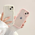 Miniatyrbild 2 av 5: Compatible with iPhone 13 Case, Cute Wavy Pattern Clear Case, Transparent Soft Silicone TPU Bumper Protective Phone Cover