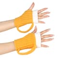 3D Beer Mug Knitted Half-Finger Winter Gloves - Yellow