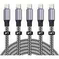 [5-pack 3/3/6/6/10FT] Nylon Braided Fast Charging Cable for iPhone 14/13/12/11/Pro/Xs Max/X/8/7/Plus/6S/6/SE/5S Pad