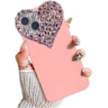Pikkukuva 1 / 5: Söpö iPhone 13 -kotelo 3D Glitter Sparkle Bling -kotelo naisille ja tytöille, kaunis strassitimantti söpö esteettinen sydänhelmi pehmeä TPU-puskuri