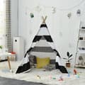 Miniatyrbillede 1 af 5: Legetelt til børn, foldbart, hvidt, indendørs, udendørs, legetøj, sort, 1,3 m