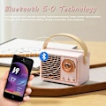 Pikkukuva 2 / 8: Retro Bluetooth-kaiutin, klassinen vanhanaikainen radiomuotoilu, Bluetooth 5.0 langaton yhteys, tuki TF-kortille Black