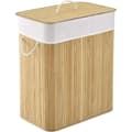 Juskys Bamboo Laundry Holder in 2 Sizes - Laundry Basket with Lid and Handles
