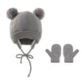 Miniatyrbild 1 av 5: 2 pcs Knitted Hats + Gloves for Kids, Solid Color Winter Warm