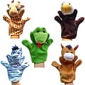 5-pack med olika handdockor: Giraff, örn, zebra, häst, orm, plyschleksaker för barn och baby