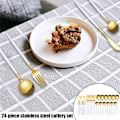 Miniatyrbillede 2 af 10: 24 stk. rustfrit stål sæt Elegant spejlpoleret service til bryllup Thanksgiving jul Black