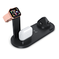 Miniatyrbild 1 av 3: 4-i-1 Laddningsställ Trådlös Laddningsstation för Flera Enheter 3-i-1 Roterande Kontakt Multi-Enhetsladdare för Apple-produkt - Svart