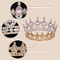 Miniatyrbillede 2 af 4: Prinsessekroner og tiaraer til små piger - Krystalprinsessekrone, fødselsdag, bal, maskerade, dronningekroner med rhinsten