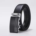 Men's Leather Belt, Automatic Buckle Leather Ratchet Belt 120 cm