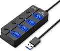 USB 3.0-hubb med individuell strömbrytare och LED-indikatorer, 4-portars USB-hubb