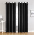Blackout Curtain with Eyelets, Thermally Insulating Microfiber Curtains for Bedroom and Office, Black 100x250 cm 1 Panel