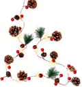 20 LED light string with silver wire \"Pine cones & red berries\" Brun, Grön, Multifärg, Röd