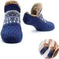 Tofflor, innesockor, halkfria, varma & mjuka stickade, 1 par, storlek 39-42/26cm, blå, termiska