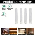 USB-C Rechargeable LED Motion Sensor Light 20cm 2W for Wardrobe, Cabinet and Wine Cabinet, Magnetic and Self-Adhesive, Dimmable 4-pack