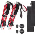 Ultralight Foldable Hiking Poles / Walking Stick 5 Sections 1 Pair - Adjustable Height Red Red