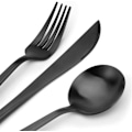 Miniatyrbillede 5 af 10: 24 stk. rustfrit stål sæt Elegant spejlpoleret service til bryllup Thanksgiving jul Black