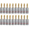 20 Pcs Banana Plug 24K Gold Plated 4.5MM Banana Connector with Screw Lock for Audio Jack Speaker Plugs Red+Silver