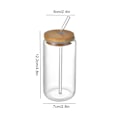 Miniatyrbillede 5 af 5: 2 stk. drikkeglas med bambuslåg og sugerør, øldåseglas, tumblerglas, iskaffekop til mælk, kaffe, isvand, cocktail, 380 ml
