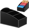 Tea Bag Organizer, Acrylic Storage Holder for Tea, Sugar, and Coffee Packets, for Home, Hotel, Cafe Counter, Black