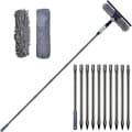 2-in-1 Window Squeegee with 4.5m Telescopic Pole, Microfiber Cleaner for High Windows, Car, and Shower, Grey gray