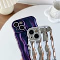 Miniatyrbillede 4 af 5: IC Caseative Vandbølgemønster Krøllet Bølgemønster Blødt Kompatibelt med iPhone-etui (Sølv, iPhone 14)
