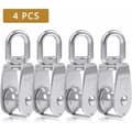 Single Pulley for Cable 15MM Stainless Steel, Climbing Pulley Load Roller, Lifting Pulley Capacity 35kg - 4pcs Silver