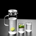 Miniatyrbillede 7 af 7: Borosilikatglas Vandkande Saftkande Karaffel med lågbørste til varmt/koldt vand iste 1200ml