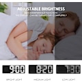 Miniatyrbild 3 av 5: Digital väckarklocka, sängbordsväckarklocka med stor LED-display, tyst USB/batteridriven väckarklocka