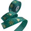 (Grön) 22 meter satinband med guldglitter i C för jul