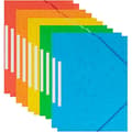 Mappe i karton med elastik og 3 klapper, blankt karton, A4-størrelse, lukning til dokumenter, 5 assorterede farver (10 stk.)
