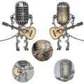 Miniatyrbild 2 av 3: USB Retro Mikrofon Robotlampa Håller Gitarr Med Ljus Vintage Heminredning