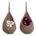 Hanging Onion Storage in String for Pantry, Potato and Garlic Bowls for Pantry, Boho Wall Baskets 2 pcs [DB] brown brown
