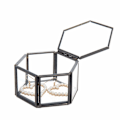 Miniatyrbild 2 av 5: Ringbox ringbox glas smyckeskrin geometrisk förvaring ringar örhängen halsband för vardagsrum bröllop black