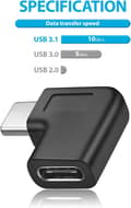 Pikkukuva 4 / 5: Suorakulmainen USB C -sovitin, 90 asteen USB C - USB Type-C uros-uros