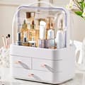Makeup Organizer with Drawers and 180° Rotating Transparent Lid, Perfume Storage for Dressing Table, Bathroom