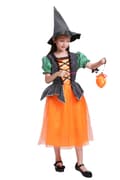 Halloween-kostumer til børn, udklædning, græskar, lille heksekostume, søde piger cosplay